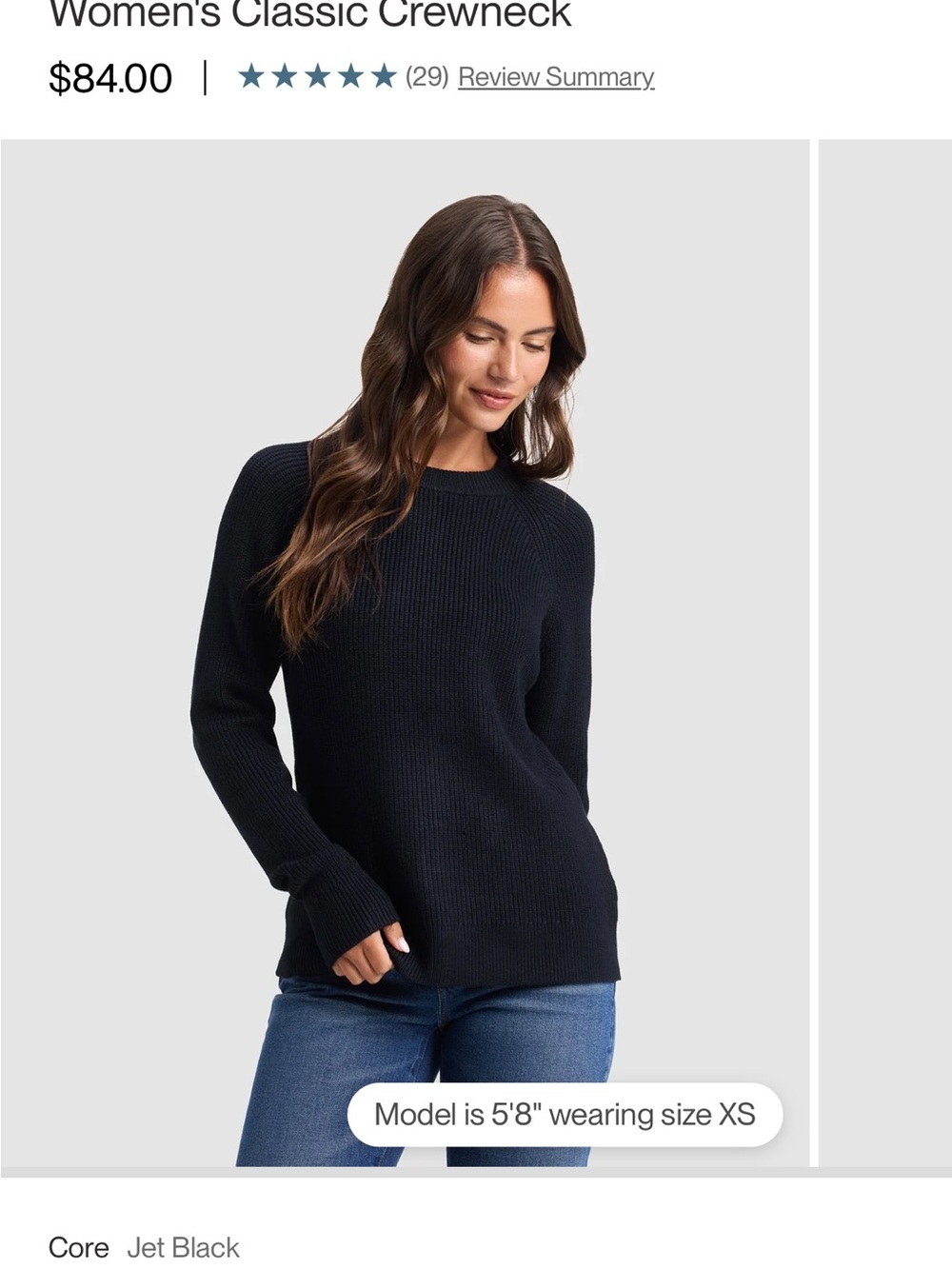 Women's Jet Black Classic Crewneck Sweater